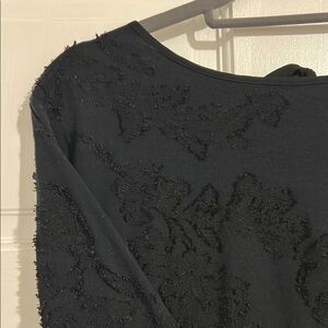 LOFT Black Floral Textured Blouse